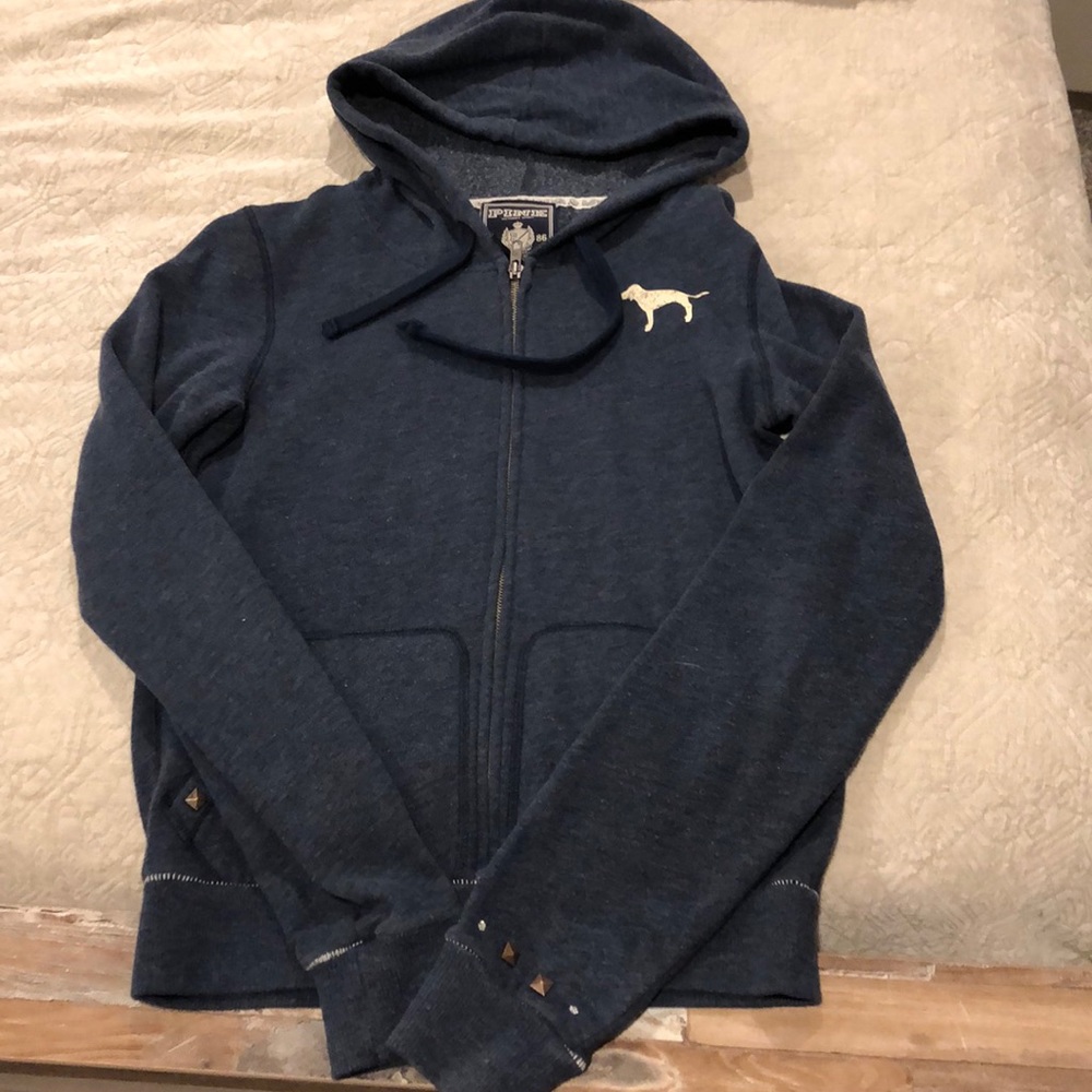 pink old school sweatshier zip up